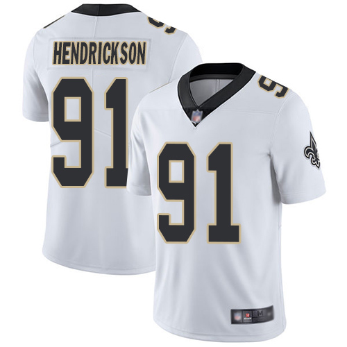 Men New Orleans Saints Limited White Trey Hendrickson Road Jersey NFL Football 91 Vapor Untouchable Jersey